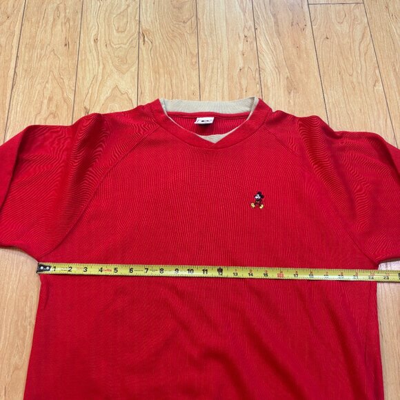 Disney Wear Mickey Embroidered Red V Neck Sweater Made USA Men's Size XL VTG - Picture 4 of 7